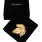 Dolce & Gabbana Gold Brass Leaf Embellished Women Brooch Pin