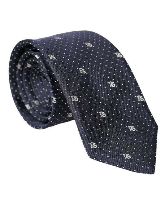 Dolce & Gabbana Blue DG Logo 100% Silk Adjustable Tie