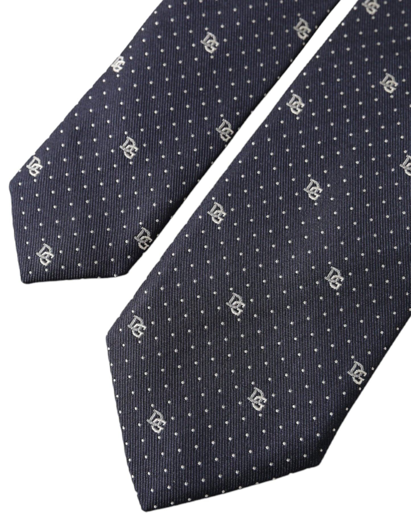 Dolce & Gabbana Blue DG Logo 100% Silk Adjustable Tie