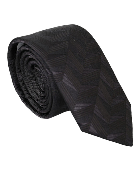 Dolce & Gabbana Black Patterned 100% Silk Adjustable Men Tie