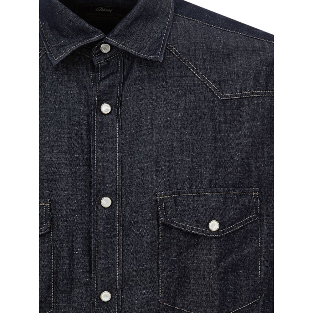 Brioni Blue Cotton Shirt