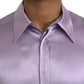 Dolce & Gabbana Purple Satin Silk Formal Dress MARTINI Shirt