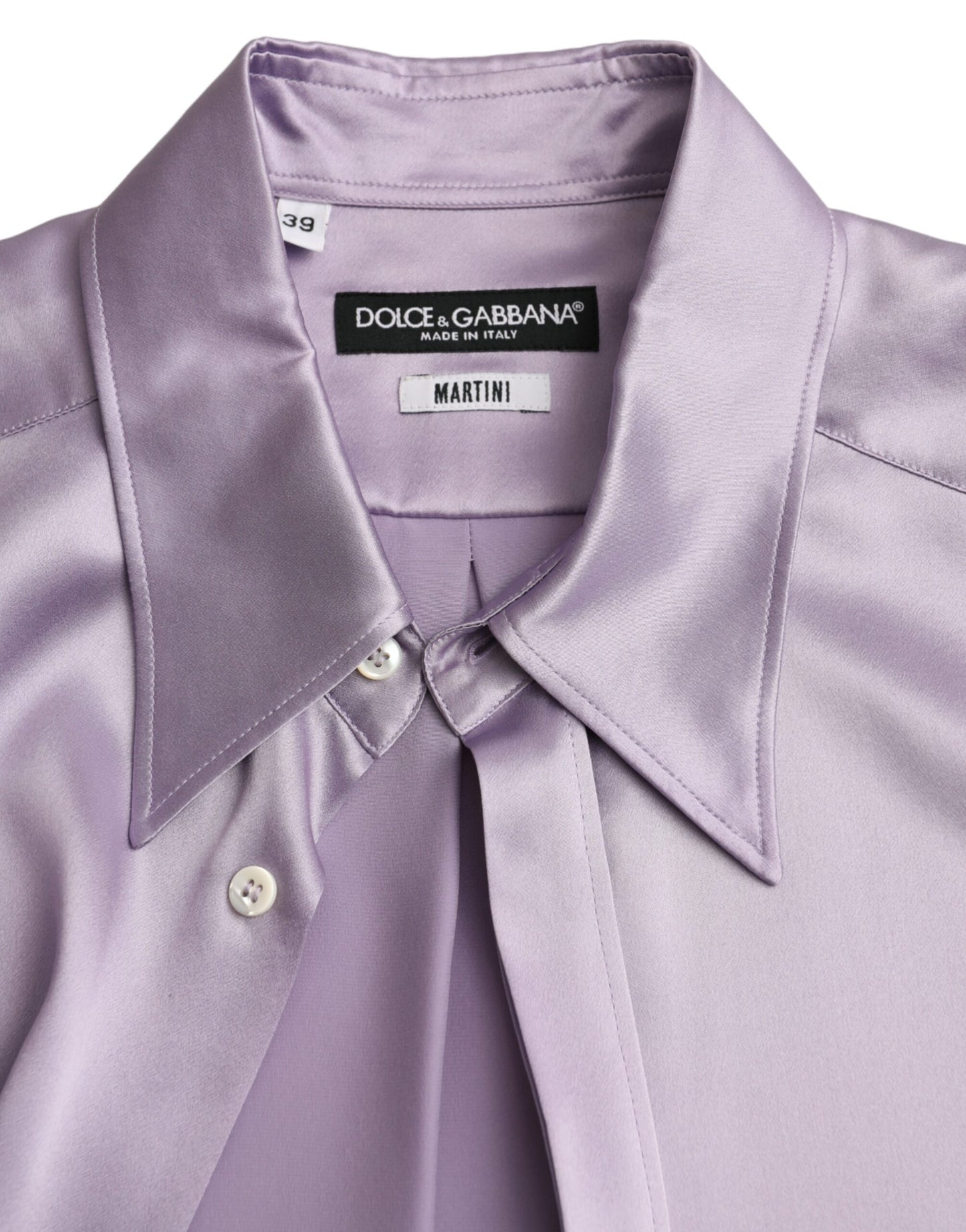 Dolce & Gabbana Purple Satin Silk Formal Dress MARTINI Shirt