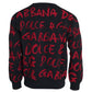 Dolce & Gabbana Black Red Logo Crew Neck Sweatshirt Men Sweater