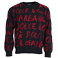 Dolce & Gabbana Black Red Logo Crew Neck Sweatshirt Men Sweater