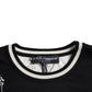 Dolce & Gabbana Black White Guitar Print Silk Pullover Sweater