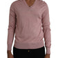 Dolce & Gabbana Pink Silk V-neck Long Sleeve Pullover Sweater