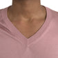 Dolce & Gabbana Pink Silk V-neck Long Sleeve Pullover Sweater