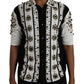 Dolce & Gabbana White Black Silk Studded Stone Crystal Shirt