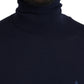 Dolce & Gabbana Blue Wool Crown Turtleneck Pullover Sweater