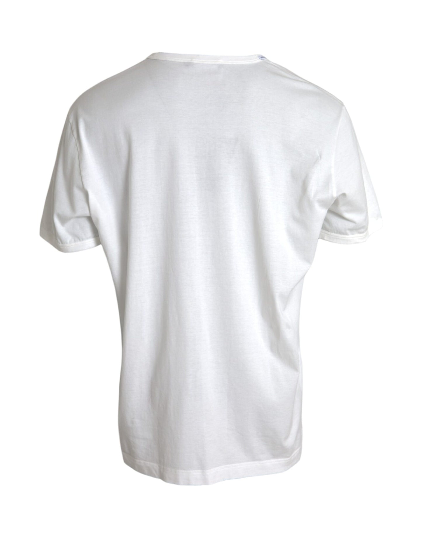 Dolce & Gabbana White Logo Embossed Cotton Crewneck T-shirt