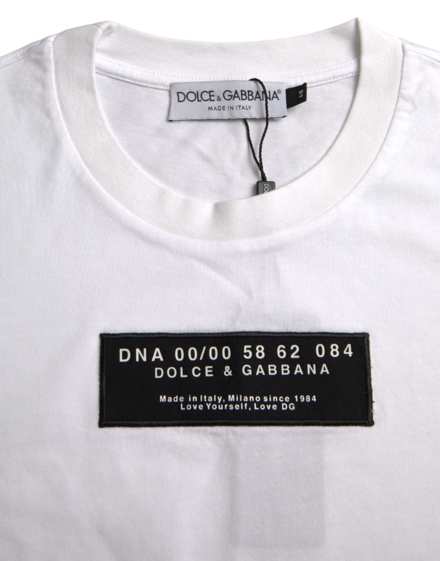 Dolce & Gabbana White Cotton DG Applique Men Casual T-shirt