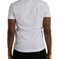 Dolce & Gabbana White Cotton Logo Plaque V-neck Men T-shirt