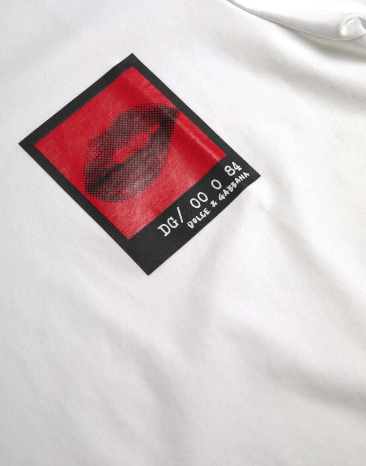 Dolce & Gabbana White Red Lips Print Cotton Men T-shirt