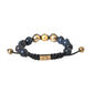 Nialaya Black CZ Blue Stone 925 Silver Bracelet Mens