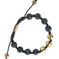 Nialaya Black CZ Blue Stone 925 Silver Bracelet Mens