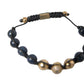 Nialaya Black CZ Blue Stone 925 Silver Bracelet Mens