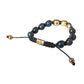 Nialaya Black CZ Blue Stone 925 Silver Bracelet Mens