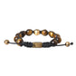 Nialaya CZ Brown Tigers Eye 925 Silver Bracelet Mens