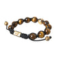 Nialaya CZ Brown Tigers Eye 925 Silver Bracelet Mens