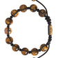 Nialaya CZ Brown Tigers Eye 925 Silver Bracelet Mens