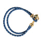 Nialaya Blue Gold Anchor 925 Silver Charm Bracelet Mens