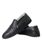 Dolce & Gabbana Black Woven Buffalo Leather Men Loafers Shoes