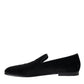 Dolce & Gabbana Black Suede Loafers Formal Dress Slip On Shoes