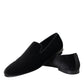 Dolce & Gabbana Black Suede Loafers Formal Dress Slip On Shoes