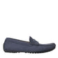 Dolce & Gabbana Blue Calf Leather Slip On Moccasin Shoes