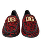 Dolce & Gabbana Red Black Leopard DG Loafers Formal Men Shoes