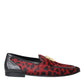 Dolce & Gabbana Red Black Leopard DG Loafers Formal Men Shoes