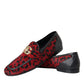 Dolce & Gabbana Red Black Leopard DG Loafers Formal Men Shoes