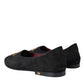 Dolce & Gabbana Black Suede Gold Cross Slip On Loafer Shoes