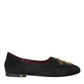 Dolce & Gabbana Black Suede Gold Cross Slip On Loafer Shoes