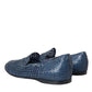 Dolce & Gabbana Blue Woven Leather Slip On Loafers Men Shoes