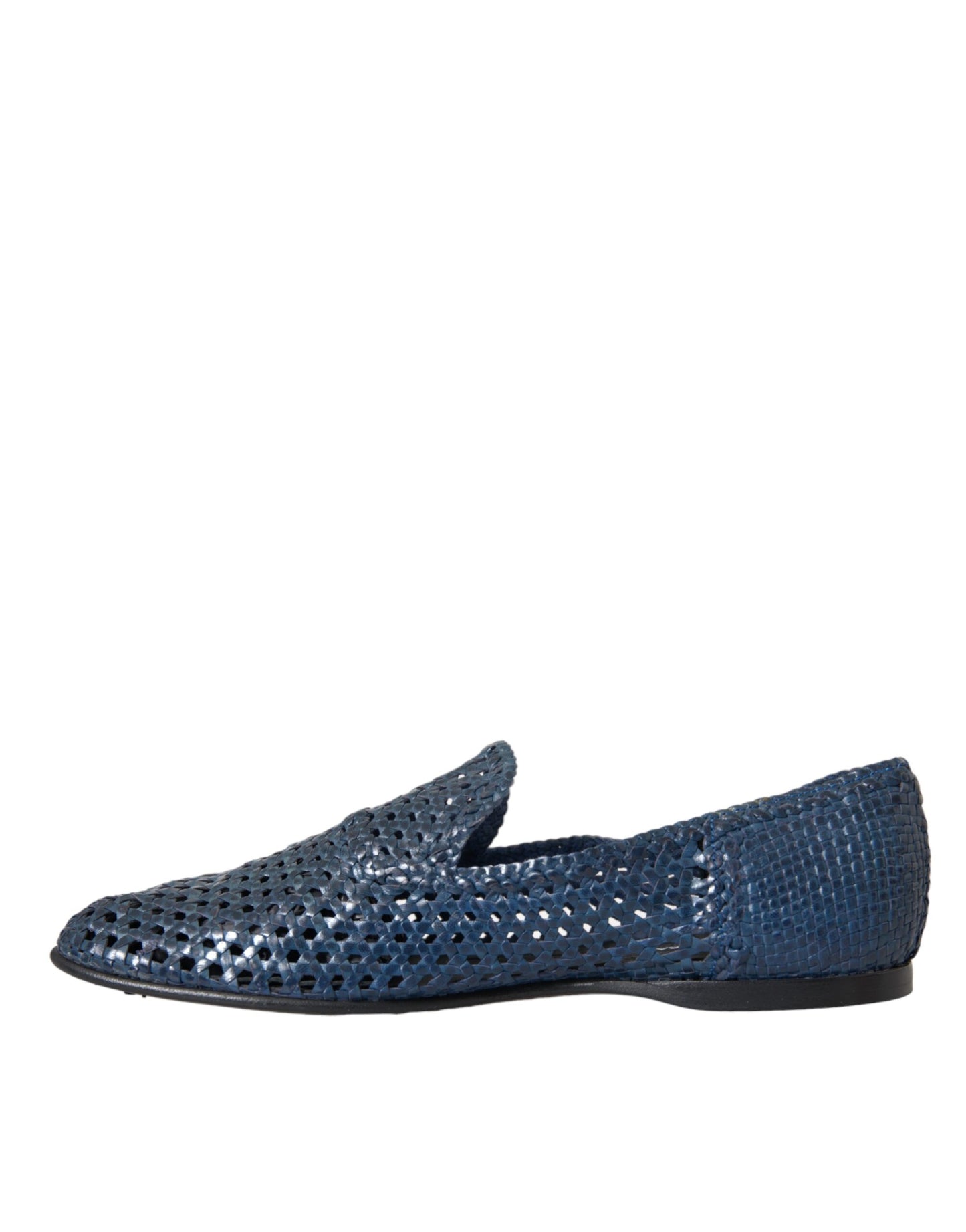 Dolce & Gabbana Blue Woven Leather Slip On Loafers Men Shoes