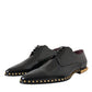 Dolce & Gabbana Black Leather Gold Studded Derby Dress Shoes