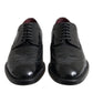 Dolce & Gabbana Black Leather Oxford Wingtip Formal Men Shoes