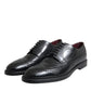 Dolce & Gabbana Black Leather Oxford Wingtip Formal Men Shoes