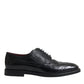 Dolce & Gabbana Black Leather Oxford Wingtip Formal Men Shoes