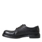 Dolce & Gabbana Black Horse Leather Derby Men Dress Shoes