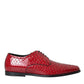 Dolce & Gabbana Red Textured Varnished Derby Men Formal Shoes