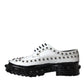 Dolce & Gabbana Black White Embellished Derby Formal Shoes