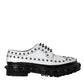 Dolce & Gabbana Black White Embellished Derby Formal Shoes