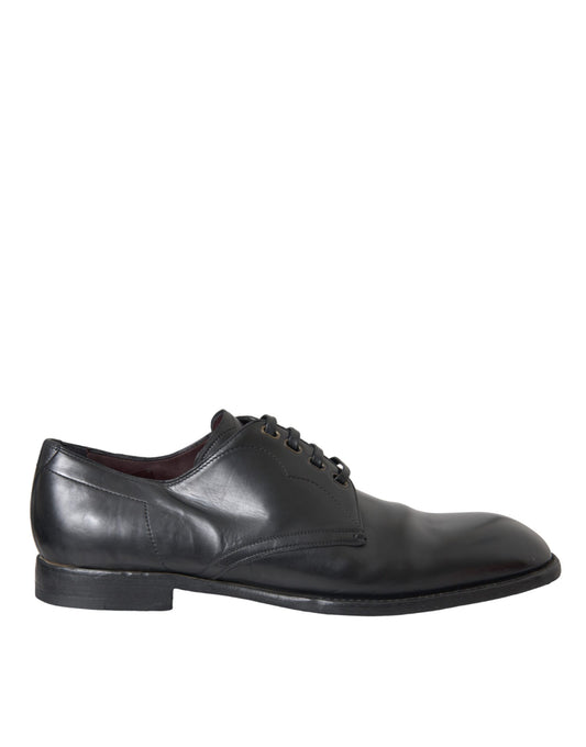 Dolce & Gabbana Black Leather Derby Formal Dress Men Shoes