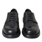 Dolce & Gabbana Black Horse Leather Derby Men Dress Shoes