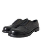 Dolce & Gabbana Black Horse Leather Derby Men Dress Shoes