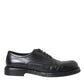 Dolce & Gabbana Black Horse Leather Derby Men Dress Shoes