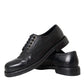 Dolce & Gabbana Black Horse Leather Derby Men Dress Shoes